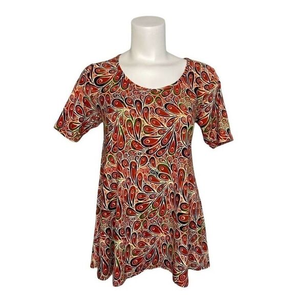 LuLaRoe Perfect T Red Paisley Super Soft XXS‎ - Picture 1 of 7